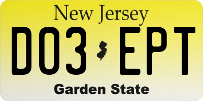 NJ license plate D03EPT