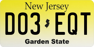 NJ license plate D03EQT