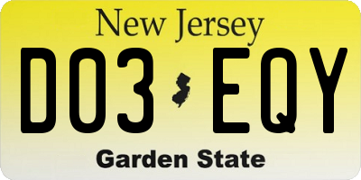NJ license plate D03EQY