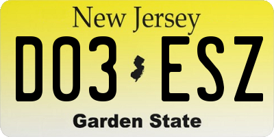 NJ license plate D03ESZ