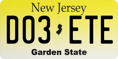 NJ license plate D03ETE
