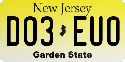 NJ license plate D03EUO