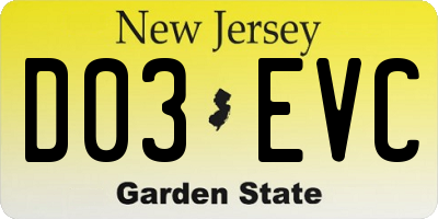 NJ license plate D03EVC