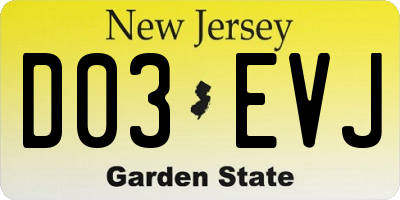 NJ license plate D03EVJ