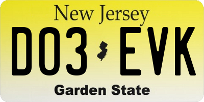 NJ license plate D03EVK