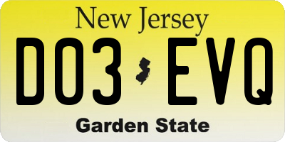 NJ license plate D03EVQ