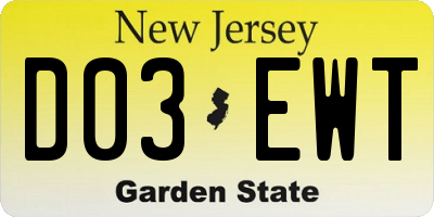 NJ license plate D03EWT