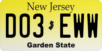 NJ license plate D03EWW