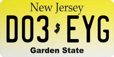 NJ license plate D03EYG