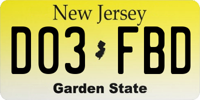 NJ license plate D03FBD