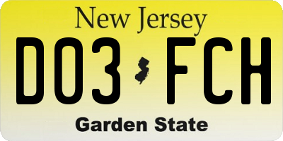 NJ license plate D03FCH