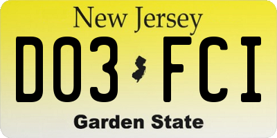 NJ license plate D03FCI