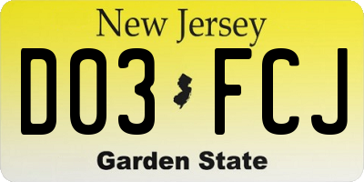 NJ license plate D03FCJ