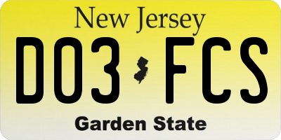 NJ license plate D03FCS