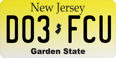 NJ license plate D03FCU