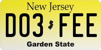 NJ license plate D03FEE
