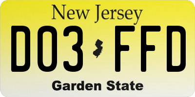 NJ license plate D03FFD