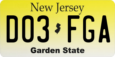 NJ license plate D03FGA