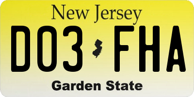 NJ license plate D03FHA