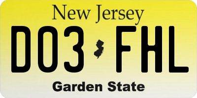 NJ license plate D03FHL