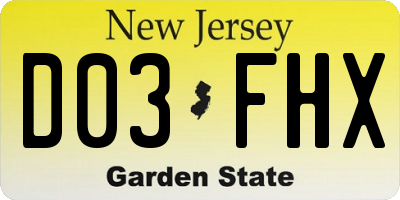 NJ license plate D03FHX