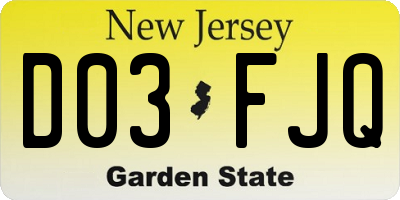 NJ license plate D03FJQ