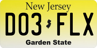 NJ license plate D03FLX