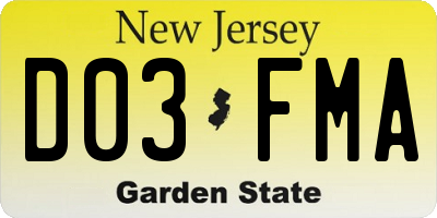 NJ license plate D03FMA