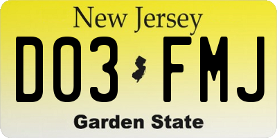 NJ license plate D03FMJ