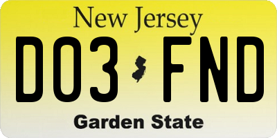 NJ license plate D03FND