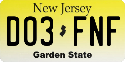 NJ license plate D03FNF