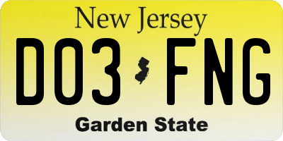 NJ license plate D03FNG