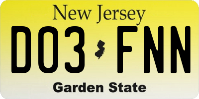 NJ license plate D03FNN