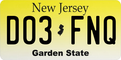 NJ license plate D03FNQ