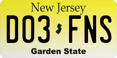 NJ license plate D03FNS