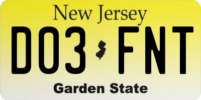 NJ license plate D03FNT