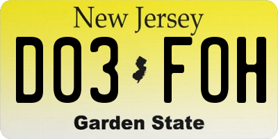 NJ license plate D03FOH