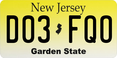 NJ license plate D03FQO