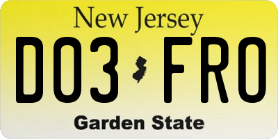 NJ license plate D03FRO