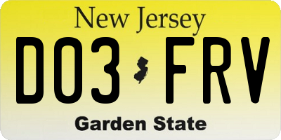 NJ license plate D03FRV