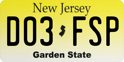 NJ license plate D03FSP