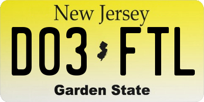 NJ license plate D03FTL