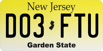 NJ license plate D03FTU