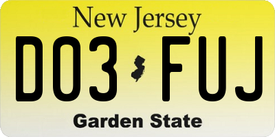NJ license plate D03FUJ