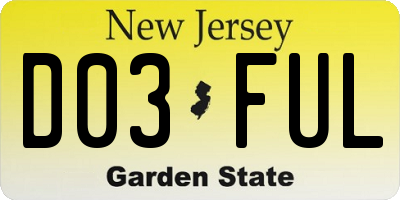 NJ license plate D03FUL