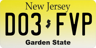 NJ license plate D03FVP