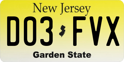 NJ license plate D03FVX