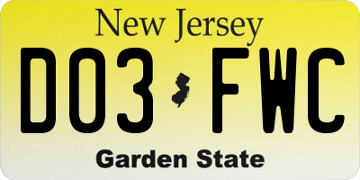 NJ license plate D03FWC