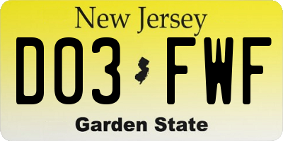 NJ license plate D03FWF