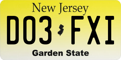 NJ license plate D03FXI